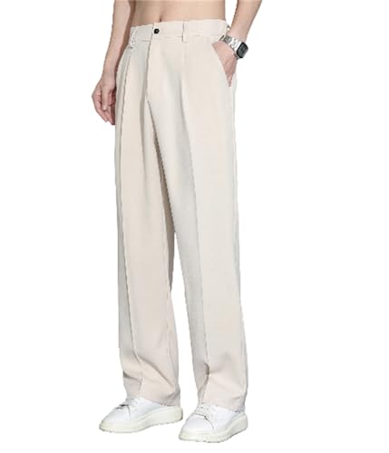 Fleurosta Stretch Waist Ice Silk Pants Super Stretch Ice Silk Comfort Dress Pants for Men All-Day Comfort Breathable
