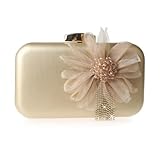 NFEKLFI bolsos Flores de noche Bolso de mano con flores for fiesta graduación, apliques 3D, for mujer, bolso cuadrado a juego for uso diario y noche for party(Gold)