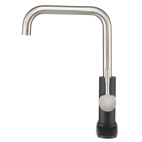 Image of Dura Faucet DF-MK533LK-MBSN RV Kitchen Faucet (Matte Black, Satin Nickel) | RV squared-arc single-handle kitchen faucet for campers and trailers. Matte Black and Satin Nickel finish.