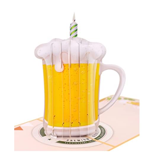MOKIO® Tarjeta Pop-Up – Cerveza con Vela – divertida tarjeta de felicitación 3D para un cumpleaños, como cupón o para regalos de dinero, Tarjeta regalo emergente con sobre