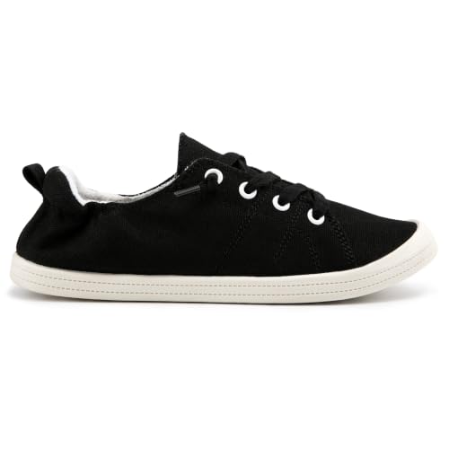 Image of FUNKYMONKEY Slip-On Canvas Sneakers for Women, Comfortable Lightweight Lace-Up Flat Casual Tennis Shoes Breathable Walking Shoes for Everyday Wear