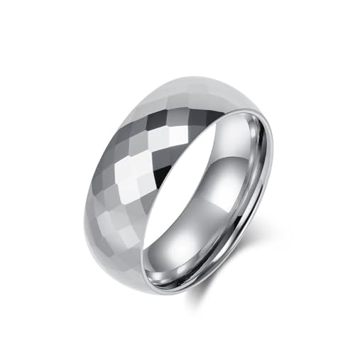 Bague tungstène homme anti-rayures 4 mm, alliance argentée étanche