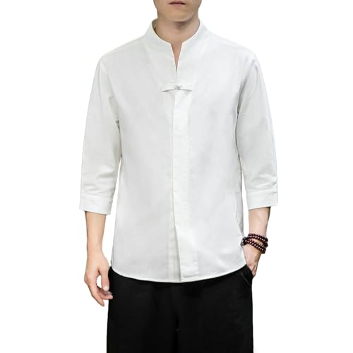 Chemise homme manches 3/4 style chinois contre l'inconfort de l'été