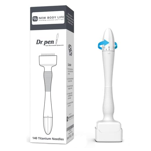 Dr.Pen Adjustable Microneedling Derma Stamp - Professional Microneedle Dermapen for Hair, Beard Growth - Amazing Skin Pen for Face - 140 Titanium Pins - Best Derma Roller Alternative