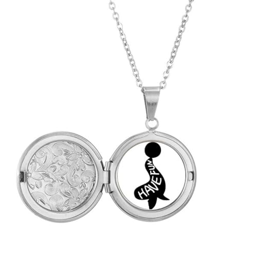 Collier médaillon naturel avec contour d'animal Black Seal