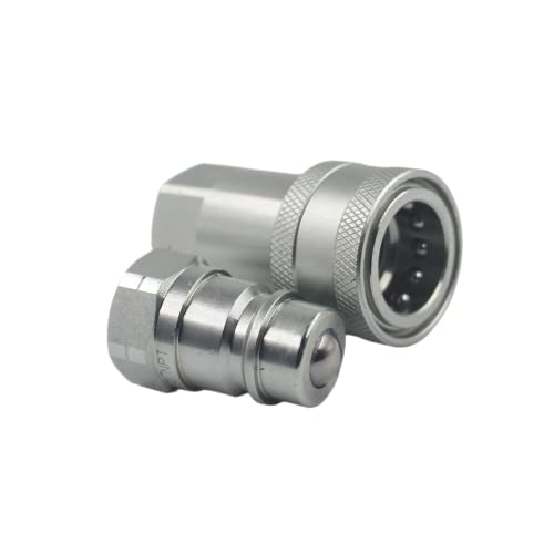 Image of 2-Set 1 /2 inch Ag ISO5675 Carbon Steel Hydraulic Quick Disconnect Coupling Ball Valve,Pioneer Type with Red and Blue Colour Dust Cap