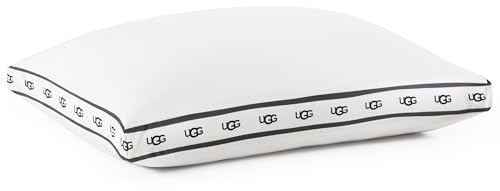UGG Queen Bed Pillow Gusseted Down Alternative Pillow in Standard Size Medium Firm Sleeping Pillows Premium Luxury Home Decor Hypoallergenic Pillow for Queen Bed White (Devon)