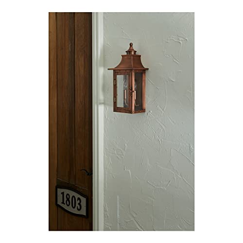 Acclaim Lighting 8302Cp | Vintage Solid Copper Two Light Dimmable Wall Mounted Outdoor Wet Rated Lantern With Clear Glass | Hand Crafted Classic Colonial America Design (Copper Patina - Style One) #TOP5