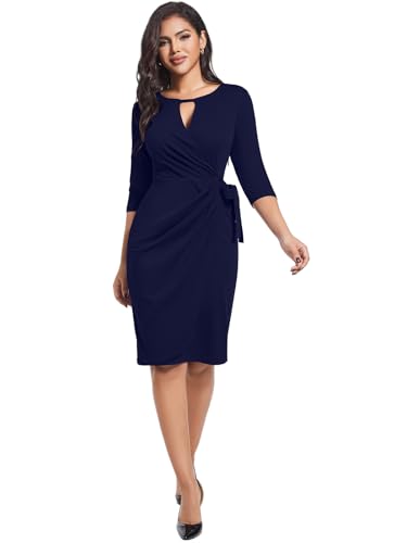 Lyrur Women'S Wear To Work Dresses Elegant Formal Office 3/4 Sleeve Midi Body Con Dresses  thumb #3
