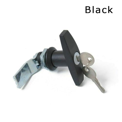 Riloer Trailer T-Handle Lock, Rear Fixing T Handle Lock Tool Box Garage Door Lock with 2 Keys for RV Caravan Motorhomes, Chrome/1-Pack