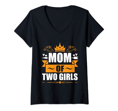 Mujer Mamá de dos chicas Familylook mamá e hija Camiseta Cuello V