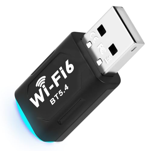 Adiwo Clé WiFi 6, USB Double Bande, 5GHz/2.4GHz, Adaptateur USB WiFi, Dongle WiFi Prêt à l'emploi, 2 en 1 Bluetooth Clé WiFi, Dongle 2 en 1 WiFi 6 et...