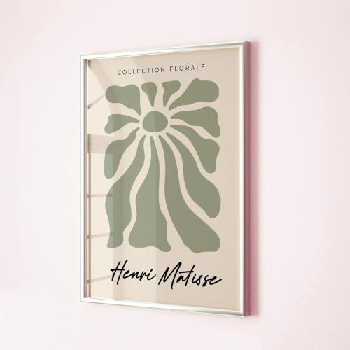 Lienzo de Henri Matisse en verde salvia: pack de 3 cuadros modernos de 30x50 cm para salón 4