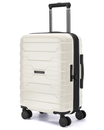 BAGSMART Carry On Luggage 22x14x9 Airline Approved with Spinner Wheels,Lightweight 20 Inch Luggage with TSA Lock,Expandable Hard Shell Carry On Suitcases for Men Women,White