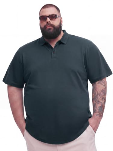 GIANTGUY Mens Big and Tall Polo Shirts Stretchy Performance Casual Summer Cotton Polo Short Sleeve Cooling & Moisture Wicking Navy