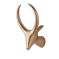 LIJUCAI 1Pc Modern Creative Animal Head Coat Hook Wall-Mounted Home Decorative Keychain Clothes Hanger Sundries Shelf,Gold Sheep