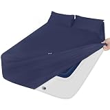 California King Sheet Sets for Air Mattress Extra Deep Pocket,3PC Navy Blue