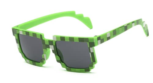 Image of Check Sunglasses Pixel Gangsta Life Funny Novelty Shades With Box Packing (CHECK-GREEN)