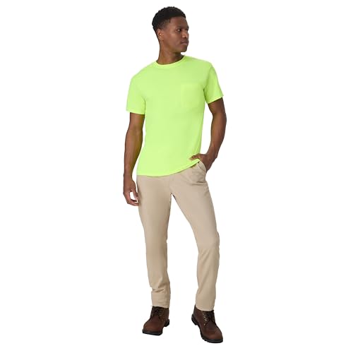 Hanes Men's Workwear Pocket T-Shirt Pack, Moisture Wicking Tee, Odor Control, 2-Pack, Safety Green, Medium by Hanes - Used condition - Image 6