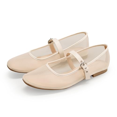 Image of Leopard Flats for Women Mesh Ballet Flats Mary Jane Animal Print Shoes Slip On Casual Breathable Ballerina Flats