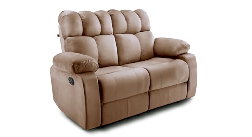 Image of Little NAP Helios Soft Suede Fabric Two Manual Standard Recliner | Padded 2 Seater Aaram Sofa | Relaxing Chair for Home Office Living Bed Room | Brown