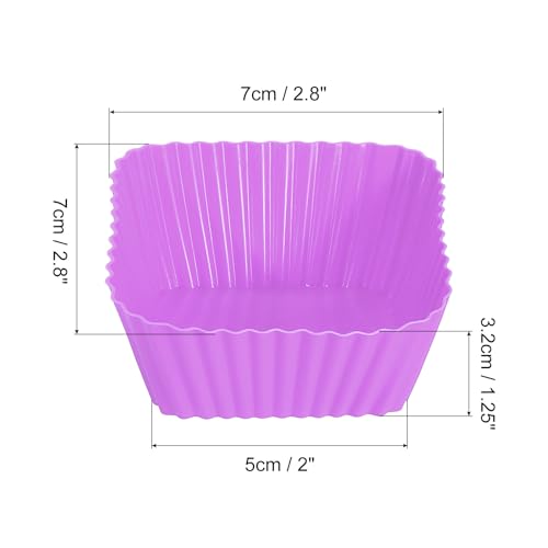 Moldes de silicona cuadrados para cupcakes antiadherentes y fáciles de desmoldar, 36 tazas moradas 3