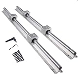 DIBOTISCNC Linearschiene SBR16 1500mm 2 Stück Silber Linearführung mit 4 Stück SBR16UU Lagerblöcken Rostfreie Linearlagerschiene mit vorgebohrten Löchern für DIY 3D-Drucker