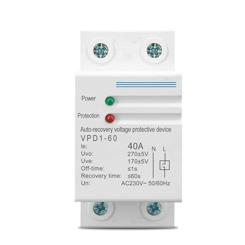 Dispositivo de protección contra sobretensión y subtensión de recuperación automática de 40 A y 230 V (1 unidad)(60A)