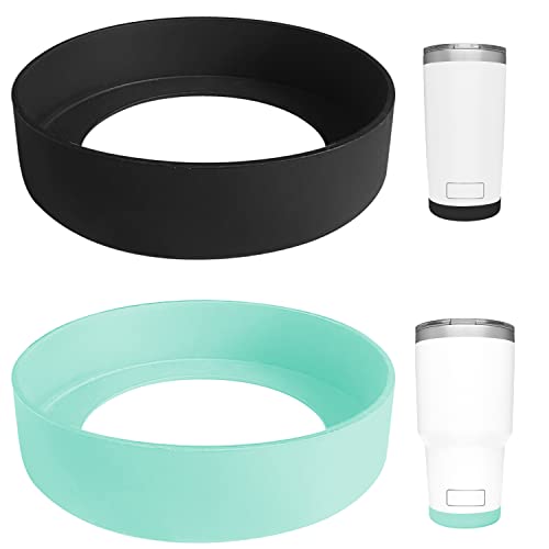 2 PCS Safer Boot Sleeve for YETI Tumbler 30 oz 20oz - Silicone Protection and Less Noise for Coffee Mug Cup 20 oz 30 oz - Seafoam & Black
