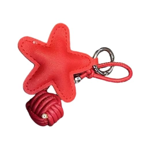 AOOOWER ハンドクラフト 星型 キーホルダー アクセサリー 吊り下げペンダント スタイリッシュ フェイクレザー デザイン キーリング バッグ用, 10cm, 人工皮革, 宝石なし