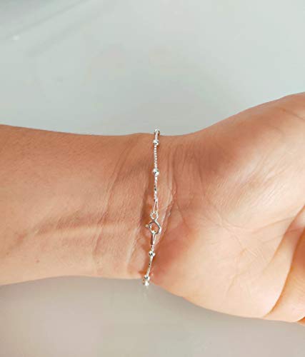 Pulseira Feminina Veneziana Com Bolinha 18cm De Prata Maciça 925