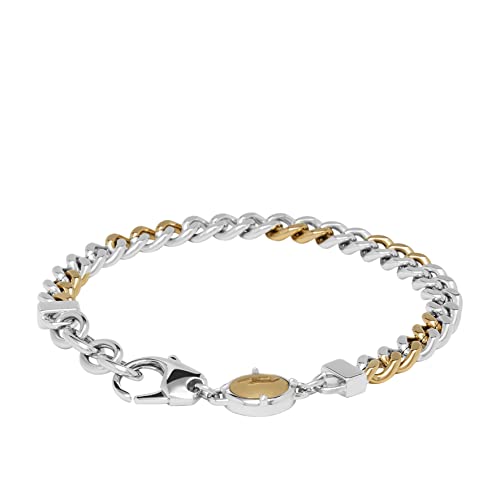 Diesel All-Gender Stainless Steel Chain Bracelet, Color: Silver/Gold (Model: Dx1354931) #TOP1