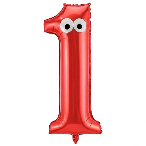 Charnoel Red Monster 1 Balloons 40 Inch Red Birthday Party Decorations