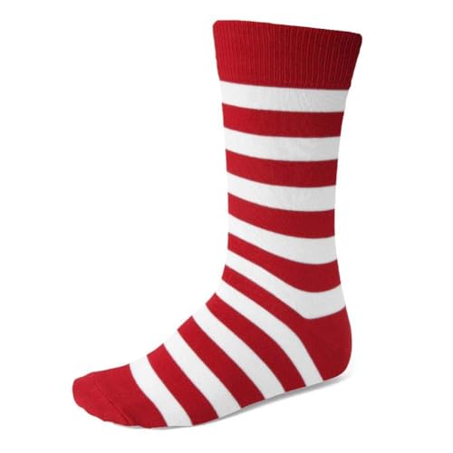 tiemart Mens Socks One Pair (Red and White Striped)