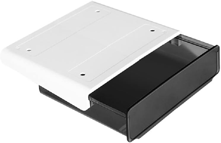 Fealkira Desk Drawer, Self-Adhesive Under Desk Drawer for Office/Bedroom/Schoolroom/Kitchen, Under Desk Storage for iPad/Phone/Pens/Pencils/Keys/Cutlery(Black Transparent SIZE L)