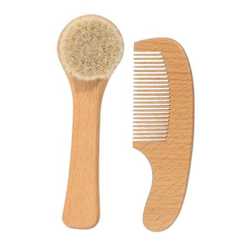 FOMIYES Baby Shower Comb Brush Set Newborn Hair Grooming Kit Soft Wool Brush Comfortable for Sensitive Baby Sk