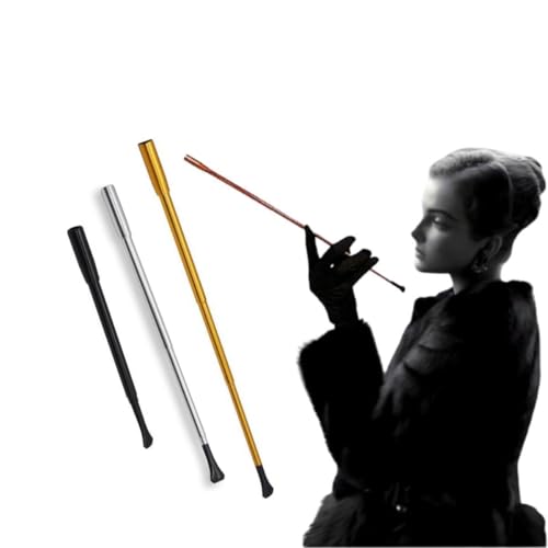 Eitonbu 3 Pieces Audrey Style Vintage Extendable Cigarette Holder,Vintage Metal Long Cigarette Hlder,Long Old-Fashioned Cigarette Holder for Costume Cosplay,Inspired by BAT's(Black, Gold，Silvery) ﻿