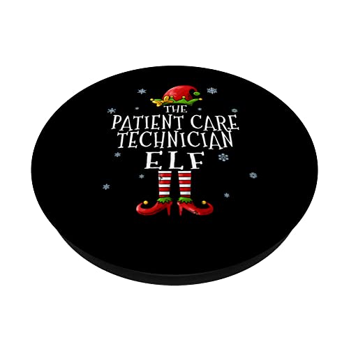 The Patient Care Technician Elf Squad Funny Xmas Groupe PopSockets Swappable PopGrip, Black - Image 2