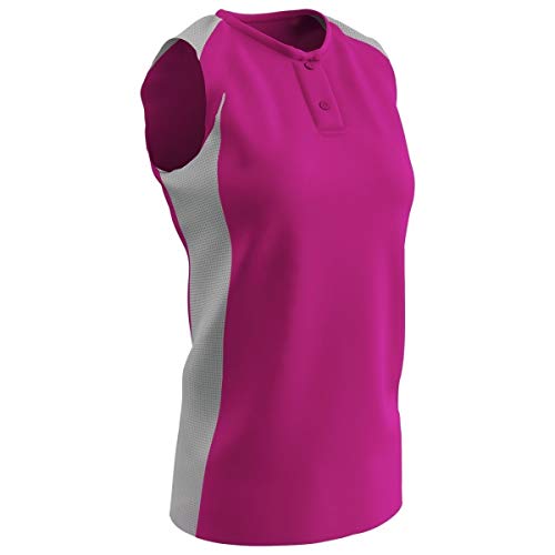 Maillot de baseball à carreaux femme 2XL fuchsia vêtement boutonné