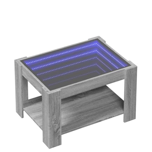 Wenjingqi Mesa de Centro y LED Madera ingeniería Gris Sonoma 73x53x45 cm, Gris 847551