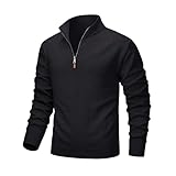 [MAGCOMSEN] セーター メンズ ゴルフうぇあ 冬 綿 ハイネック ゴルフ服 ジップアップ トップス 防風 春服 通勤通学 冬 ブラック L