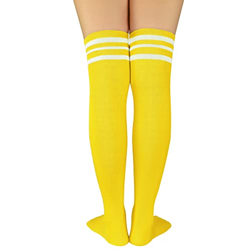 Image of Zando Womens Stripes Thigh High Socks Thigh Highs Casual Knee High Stockings