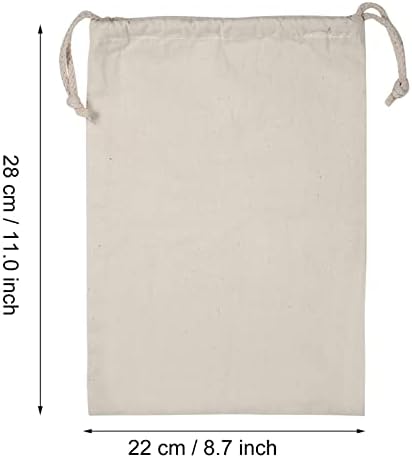 Cotton Drawstring Bags,Household Plain Cotton Drawstring Storage Laundry Xmas Sack Foodstuff Grain Organiser Bag Jewellery Pouch for Travel Home Use(8.7 x 11inch)