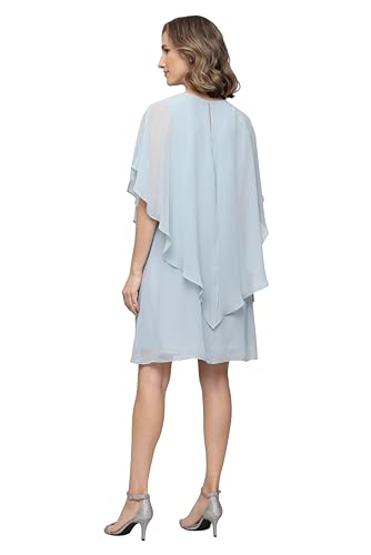 Image of S.L. Fashions Women's Capelet Cascade Sleeve Dress with Beaded Cutout Neckline, Special Occasion Dress