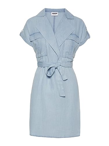 Noisy May NOS DE Damen Nmvera S/S Endi Tencel Dress Bg Noos Kleid, Blau (Light Blue Denim Light Blue Denim), M EU