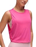 CRZ YOGA Mujer Crop Top Camiseta Sin Mangas de Fitness Ropa Deportiva Cuello Redondo Rosa Sónico 38