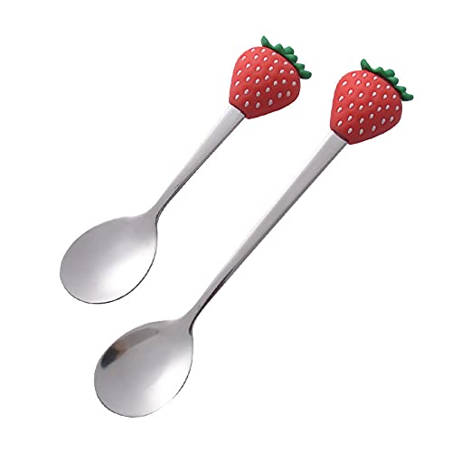 ONUIFIKE Silverware Set, 1/4/6/8/10/12 Pcs Stainless Steel Spoon Set (Fruit/Yogurt/Ice Cream/Dessert), Home Cutlery Flatware Set(Pink,6 Pieces)