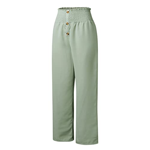 Qwent Conjunto de calças de ioga femininas casuais sólidas calças largas cintura elástica calças pal