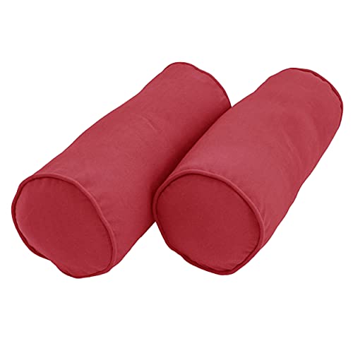 Blazing Needles Double-Corded Solid Twill Bolster Pillows with Inserts (Set of 2), 20" x 8", Berry Berry