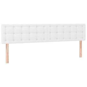 vidaXL Cabecero con Luces LED Cabecero de Cama Cabezal Tapizado para Cama de Matrimonio Mueble Dormitorio Cuero Sintético Blanco 200x5x78/88 cm